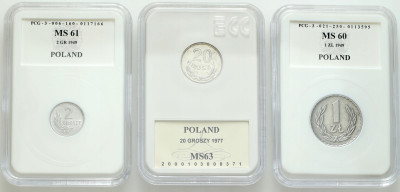 2 i 20 groszy, 1 złoty 1949-1977 – 3 szt