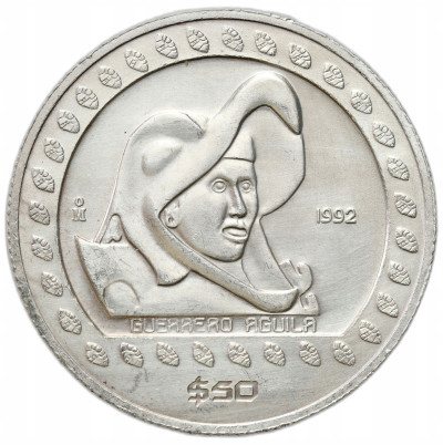 Meksyk. 50 peso 1992 – 1/2 UNCJI SREBRA