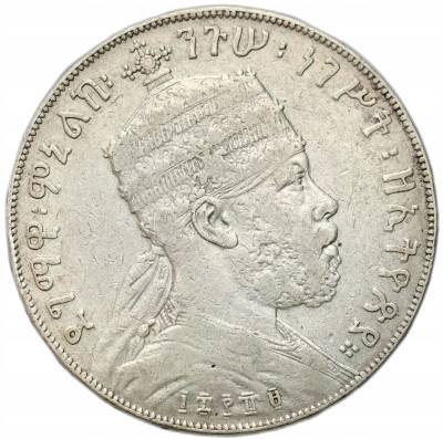 Etiopia. Cesarz Menelik II. 1 birr 1894 – SREBRO