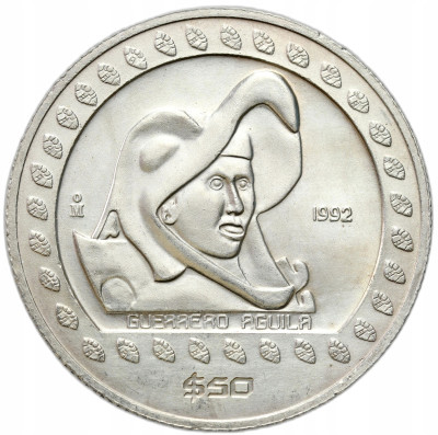 Meksyk. 50 peso 1992, Guerrero Aguila – 1/2 UNCJI SREBRA
