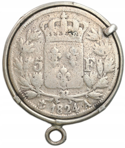 Francja. Ludwik XVIII (1815-1824). 5 franków 1924 A, Paryż – SREBRO