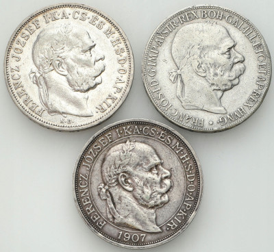 Austria. 5 koron 1900 i 1907, SREBRO – 3 szt