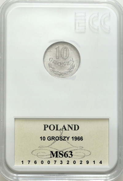 PRL. 10 groszy 1966 – BARDZO ŁADNE