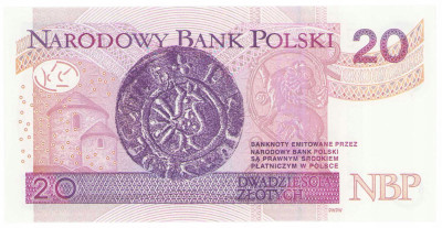 Banknot 20 złotych 2012 - rzadka seria AA