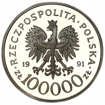 100.000 złotych 1991 Hubal – SREBRO