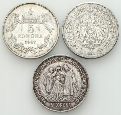 Austria. 5 koron 1900 i 1907, SREBRO – 3 szt
