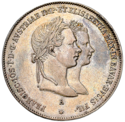 Austria - Franciszek Józef I . Gulden zaślubinowy 1854 A, Wiedeń – RZADKI