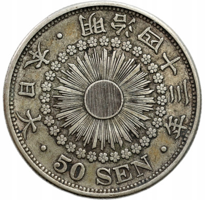 Japonia. 50 sen Yr 43 (1910) – SREBRO