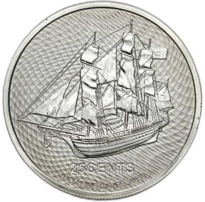Wyspy Cooka. 25 centów 2021, HMS Bounty – 1/4 UNCJI SREBRA