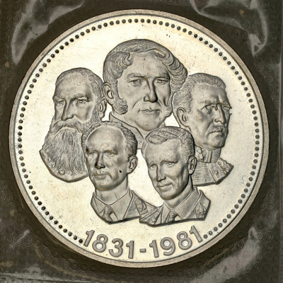Belgia. Medal Belgijska Dynastia – 5 belgijskich królów 1831-1981 – SREBRO