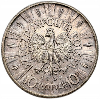 II RP. 10 złotych 1939 Piłsudski – SREBRO