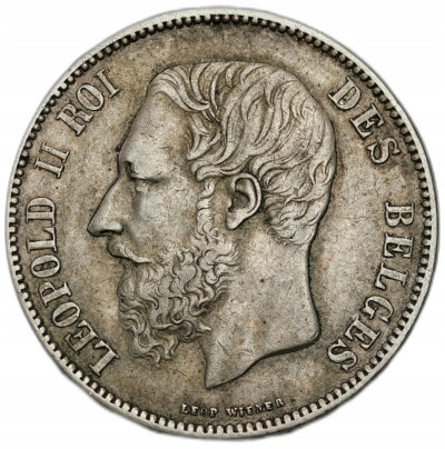Belgia - 5 franków 1867 – SREBRO
