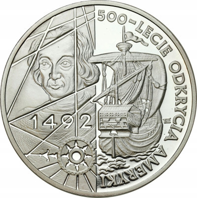 200.000 złotych 1992 Odkrycie Ameryki - UNCJA SREBRA