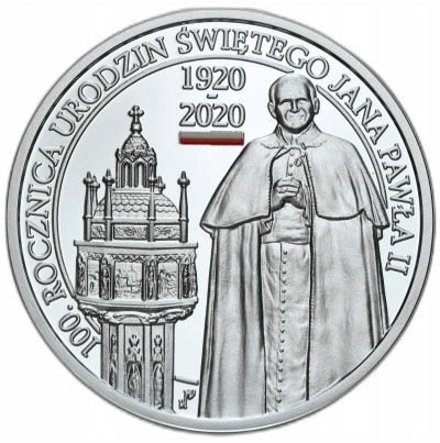 10 złotych 2020 -100. rocznica urodzin Świętego Jana Pawła II – SREBRO