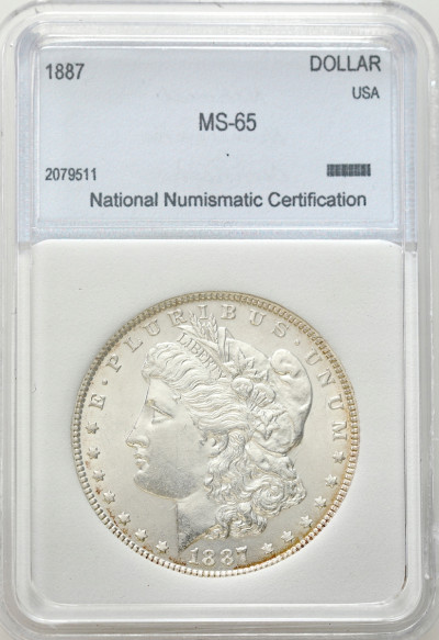 USA 1 dolar 1887 NNC MS65 - SREBRO