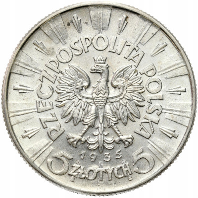 II RP. 5 złotych 1935 Piłsudski – BARDZO ŁADNY