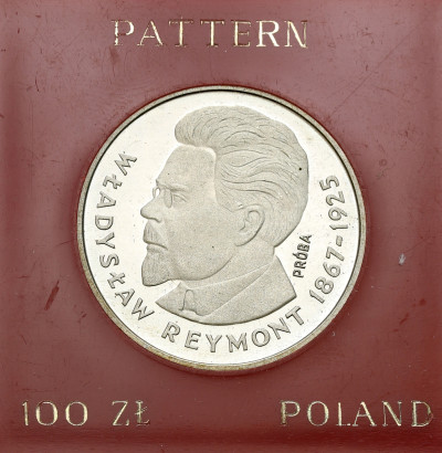 PRÓBA SREBRO 100 złotych 1977 Reymont
