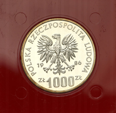 PRÓBA SREBRO 1000 złotych 1986 Pomoc Szkole