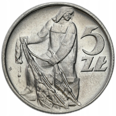 PRL - 5 złotych 1960 Rybak – PIĘKNE