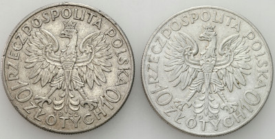 II RP. 10 złotych 1932-1933 Głowa Kobiety, SREBRO – 2 szt