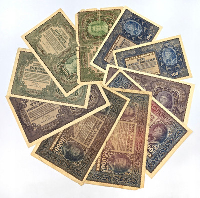 100 do 5.000 marek polskich, zestaw 10 sztuk