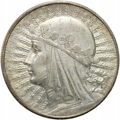 II RP. 10 złotych 1932 głowa kobiety (ze znakiem mennicy)
