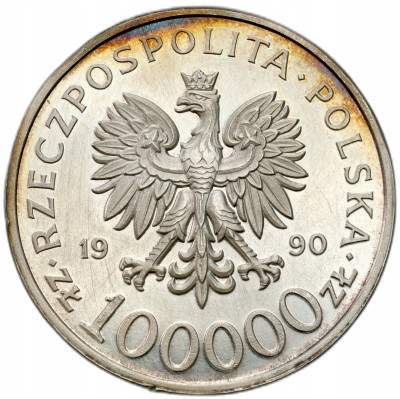 100.000 złotych 1990 Solidarność typ A – SREBRO