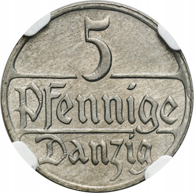 Wolne Miasto Gdańsk/Danzig. 5 fenigów 1923 NGC MS62 – PIĘKNE