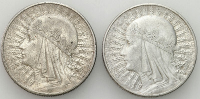 II RP. 10 złotych 1932-1933 Głowa Kobiety, SREBRO – 2 szt