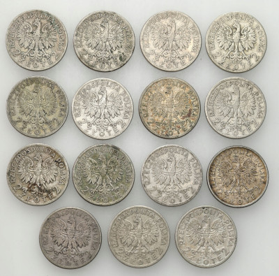 II RP. 2 złote 1932-1934 Głowa Kobiety, SREBRO – 15 szt