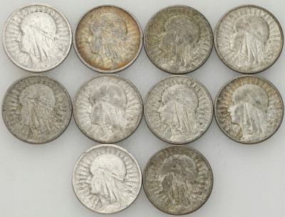 II RP - 2 złote 1932-1934 - zestaw 10 sztuk - SREBRO