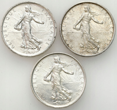 Francja. 5 franków 1960-1964, SREBRO – 3 szt