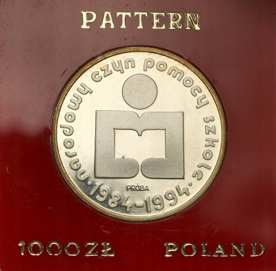 PRÓBA SREBRO 1000 złotych 1986 Pomoc Szkole