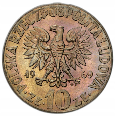 PRL. 10 złotych 1969 Kopernik – Z RULONU – RZADKIE