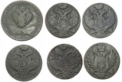 Polska XVIII-XIX wiek. 1 grosz, zestaw 6 sztuk