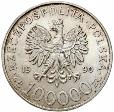 100.000 złotych 1990 Solidarność typ A – SREBRO