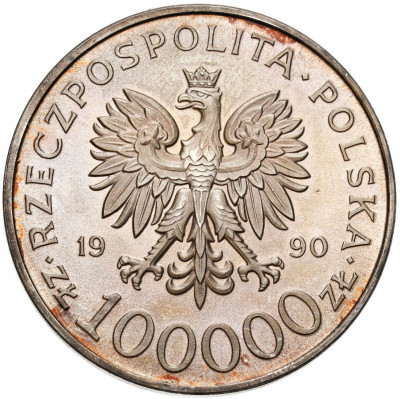 100.000 złotych 1990 Solidarność typ A – SREBRO