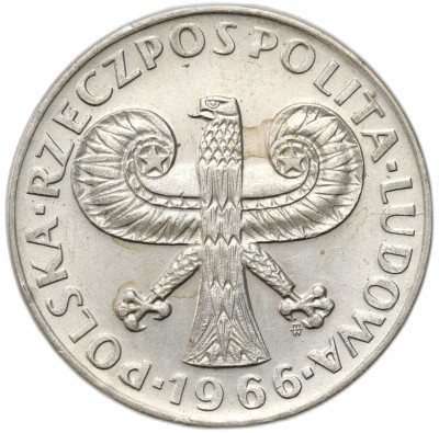 PRL. 10 złotych 1966 mała kolumna – PIĘKNE