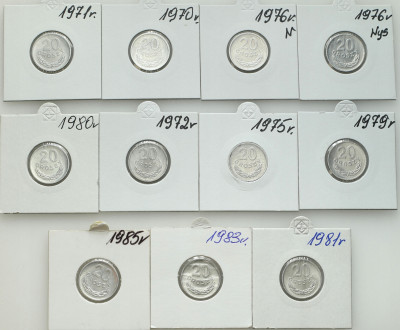 PRL. 20 groszy 1970-1985 – 11 szt