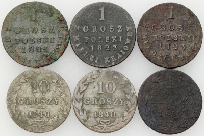 Polska XIXw./Rosja. 1 i 10 groszy 1823-1840 – 6 szt