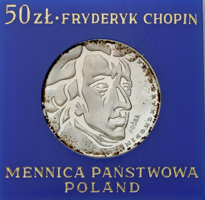 PRL. PRÓBA SREBRO 50 złotych 1972, Fryderyk Chopin