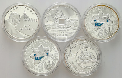 III RP 10 złotych 2004 - 2008 - zestaw 5 sztuk – SREBRO