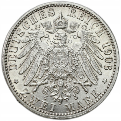 Niemcy, Badenia. Fryderyk I (1856–1907). 2 marki 1906, Karlsruhe
