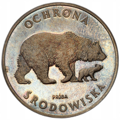 PRL. PRÓBA srebro 100 złotych 1983 Niedźwiedzie – RZADSZE