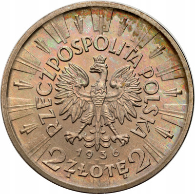KOPIA 2 złote 1936 Piłsudski, SREBRO – PIĘKNE