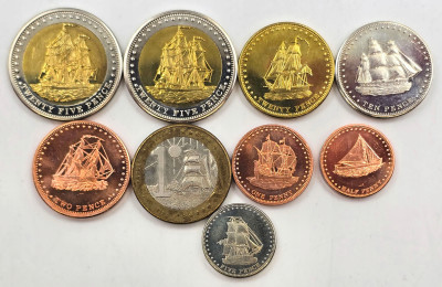 Tristan da Cunha, Malta. PRÓBA 1 euro 2004, 1-25 pensów 2008 – 9 szt