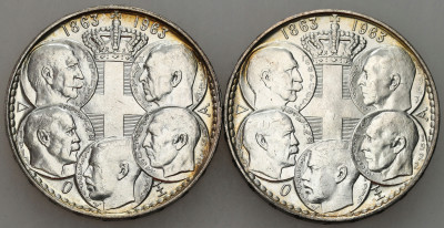 Grecja. 30 drachm 1963, 100 rocznica pięciu greckich królów, SREBRO – 2 szt