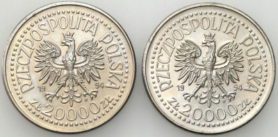 20.000 złotych 1994 Zygmunt I Stary, zestaw 2 sztuk