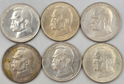 PRL. 50.000 złotych 1988 Józef Piłsudski, SREBRO – 6 szt