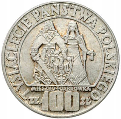 PRL. 100 złotych 1966 Mieszko i Dąbrówka - Millenium – SREBRO